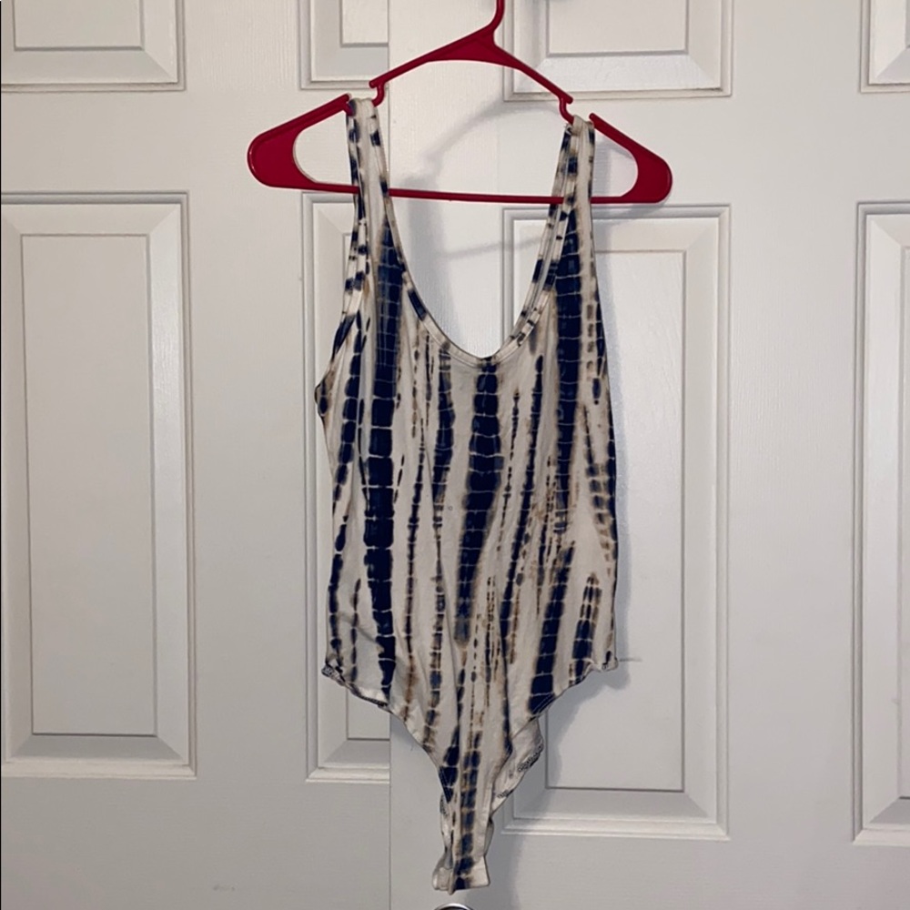 Blue and yellow tie dye body suit!